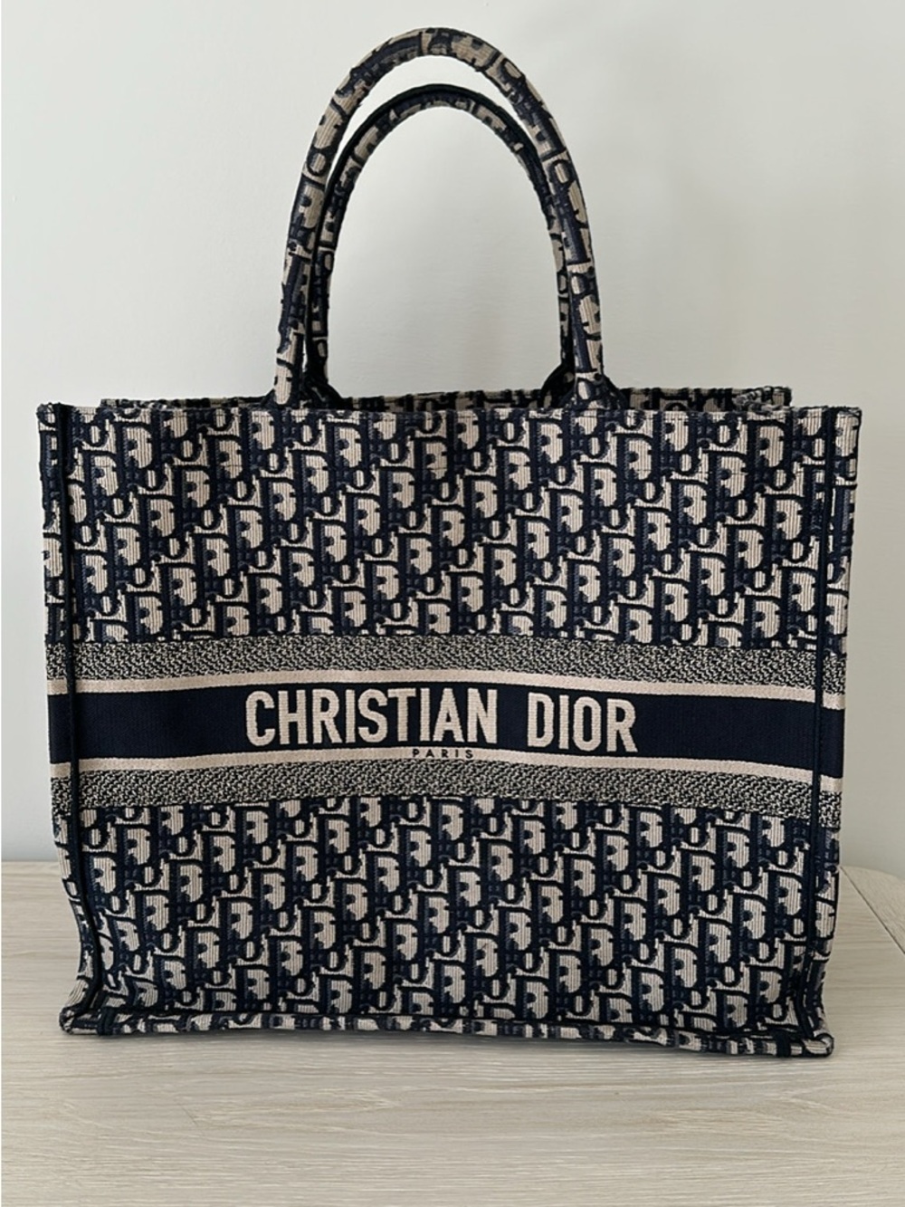 Dior Navy and Beige Monogram Book Tote